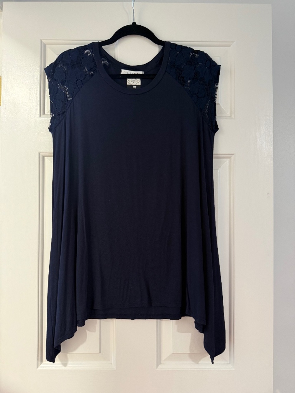 Dark Blue Tunic with Lace Shoulders